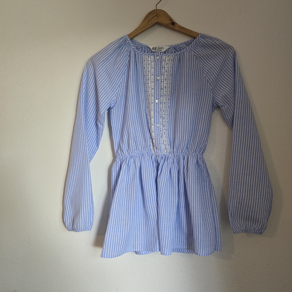 H&M Light Blue Striped Blouse